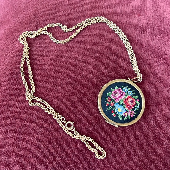 Avon Jewelry - VINTAGE Avon Needlepoint Pendant With Chain
